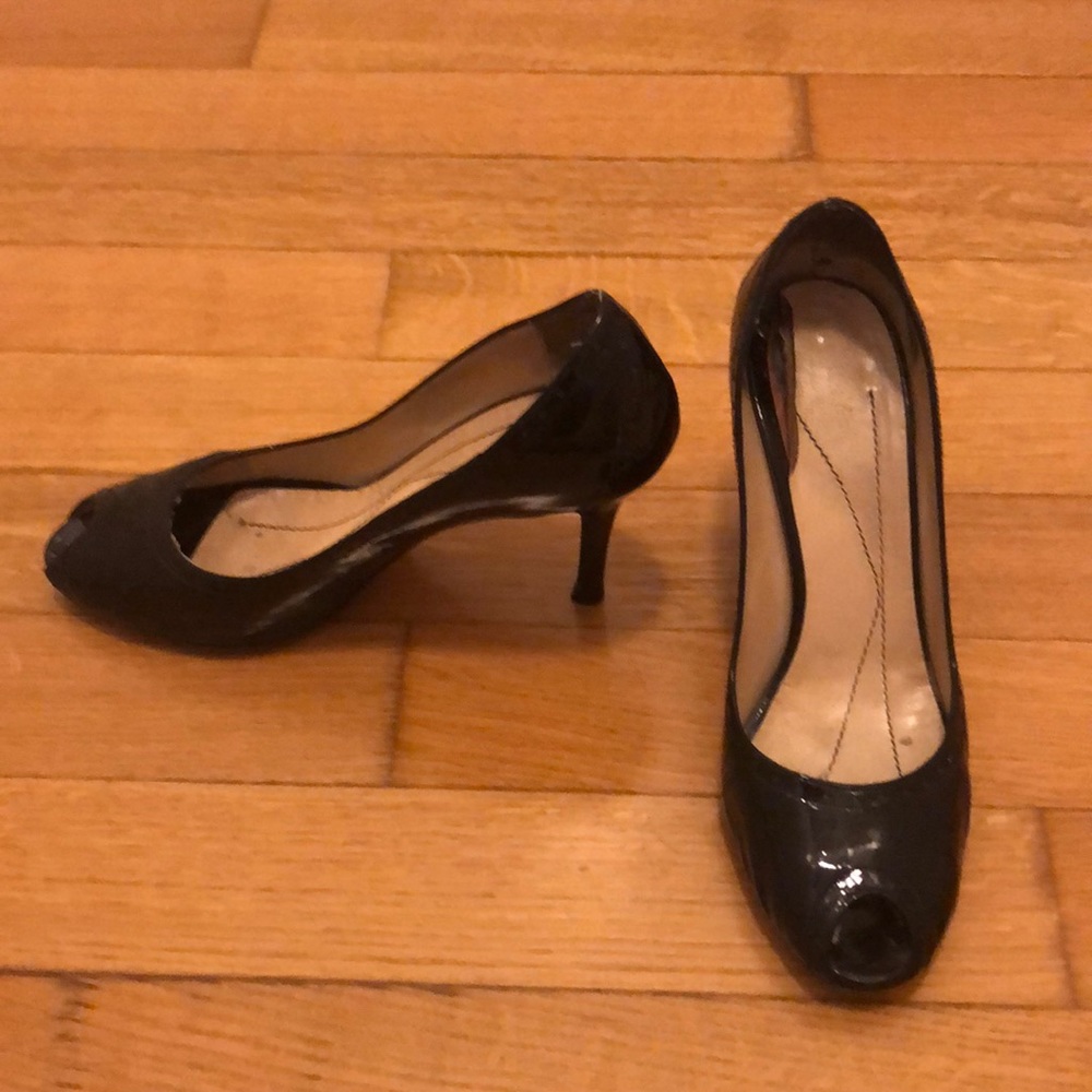 Kate Spade black patent peep toe pumps 8.5
